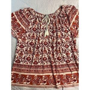 Lucky Brand Jr  Women's Blouse Top Size M Medium JRS Drawstring Look Sexy Summer